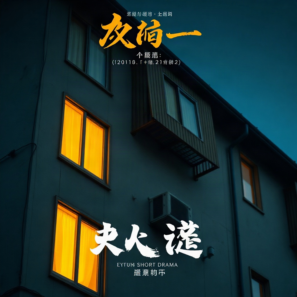 短剧《长街灯火》海报，老式居民楼的窗前亮着暖黄灯光